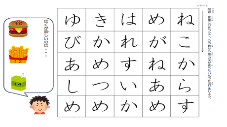 単語をまとまりで流暢に読む力③ 文字列から単語を探す