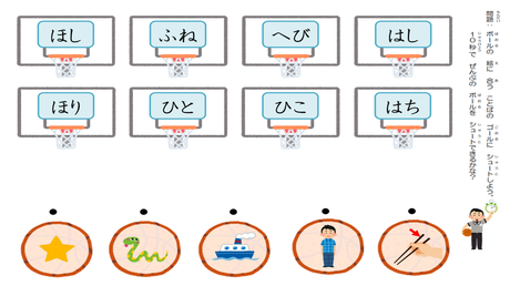 単語をまとまりで流暢に読む力⑨ 単語と絵のマッチング【は行２文字】
