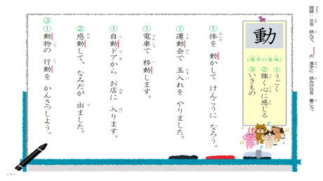 漢字の形・読み・意味の結びつき② 漢字の読み・意味【動】