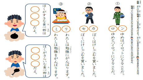 正しい助詞を使用する力⑫ 正しい助詞の文（３文節）を選ぶ