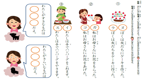 正しい助詞を使用する力⑬ 正しい助詞の文（３文節）を選ぶ②
