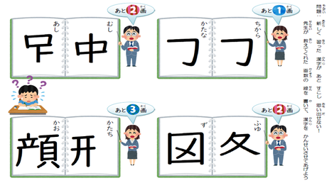 形を正しく書く力① 【力・刀・冬・図・虫・足・形・顔】