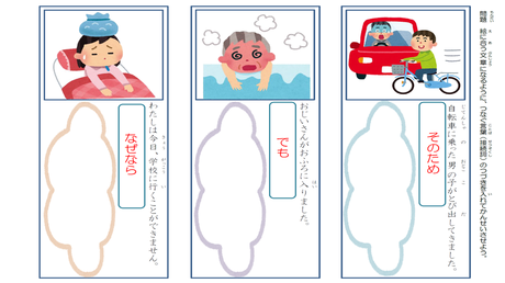 時系列に沿って書く力（接続語の使用）③ 接続詞に合う後続文を考える