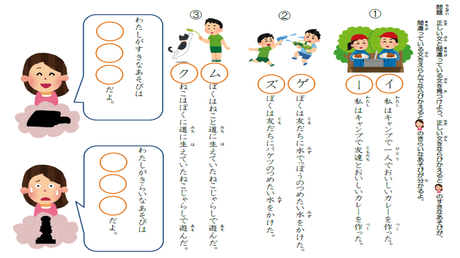 文を正しく組み立てる力⑤ 絵に合う正しい文を選ぶ