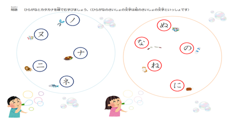 文字を音に変換する力／音から文字を思い出す力⑥ 【な行】