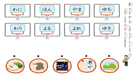 単語をまとまりで流暢に読む力⑪ 【や行・わ・ん２文字】