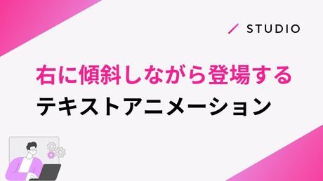右に傾斜しながら登場する、テキストアニメーション